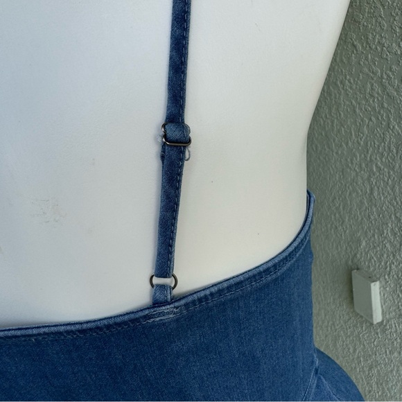 Bläshe size L denim jean mini dress y2K 90s  slimfit bodycon summer spring - Picture 8 of 11
